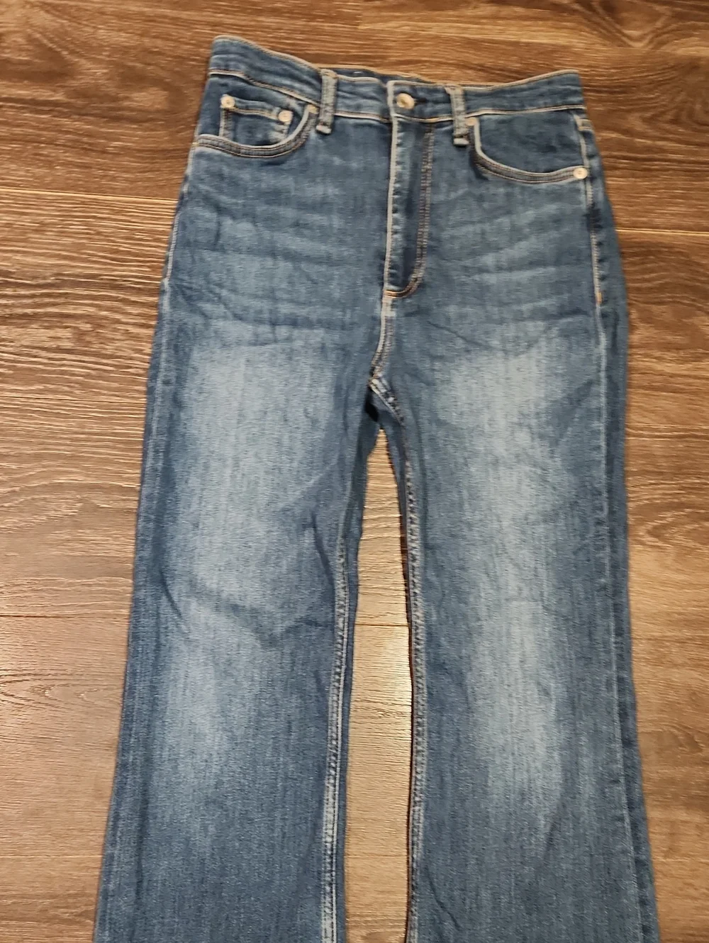 ❤️ RAG & BONE CASEY HIGH RISE ANKLE FLARE JEANS, JINX WASH WITH SLANTED STEP HEM
